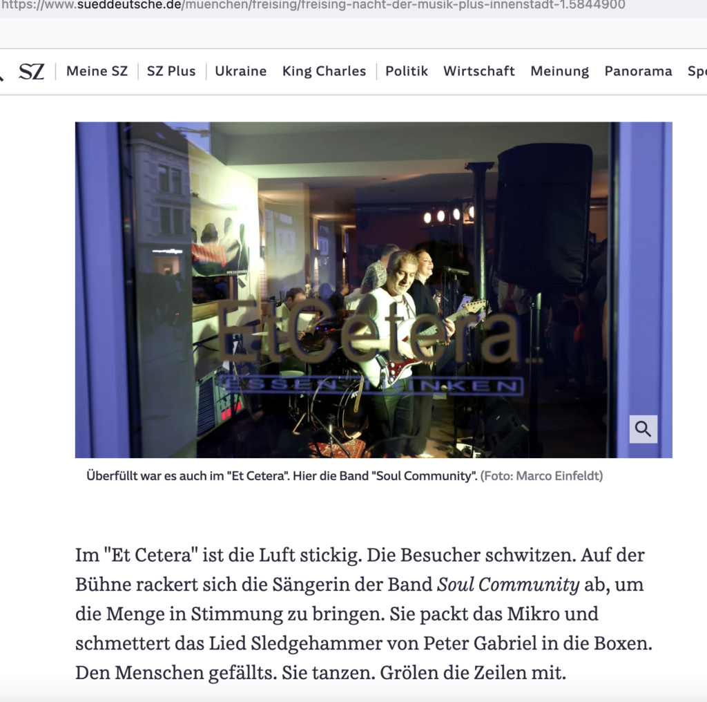 Soul Community bei der "Langen Nacht in Freising"
Bericht aus der Süddeutschen Zeitung