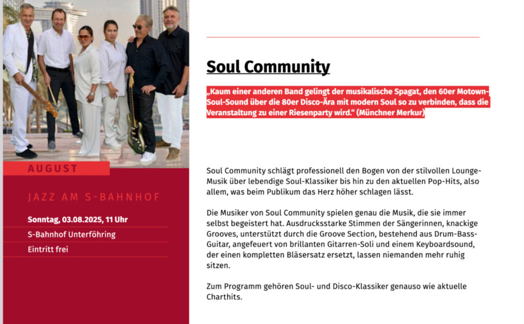 Soul Community - als Partyband in Unterföhring